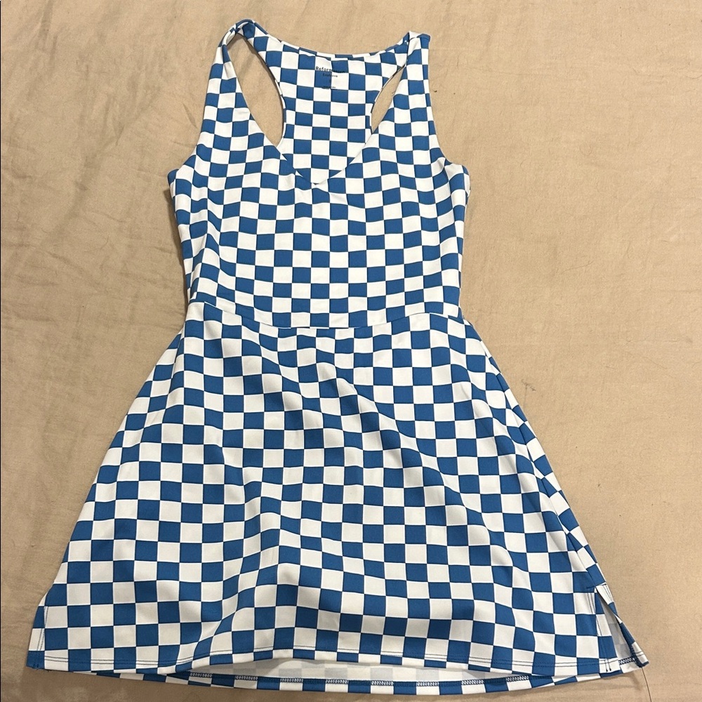 Reformation Blue and White Checkered Mini Dress